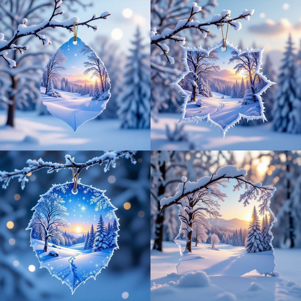 Frosted Leaf Displays Intricate Winter Forest Scene