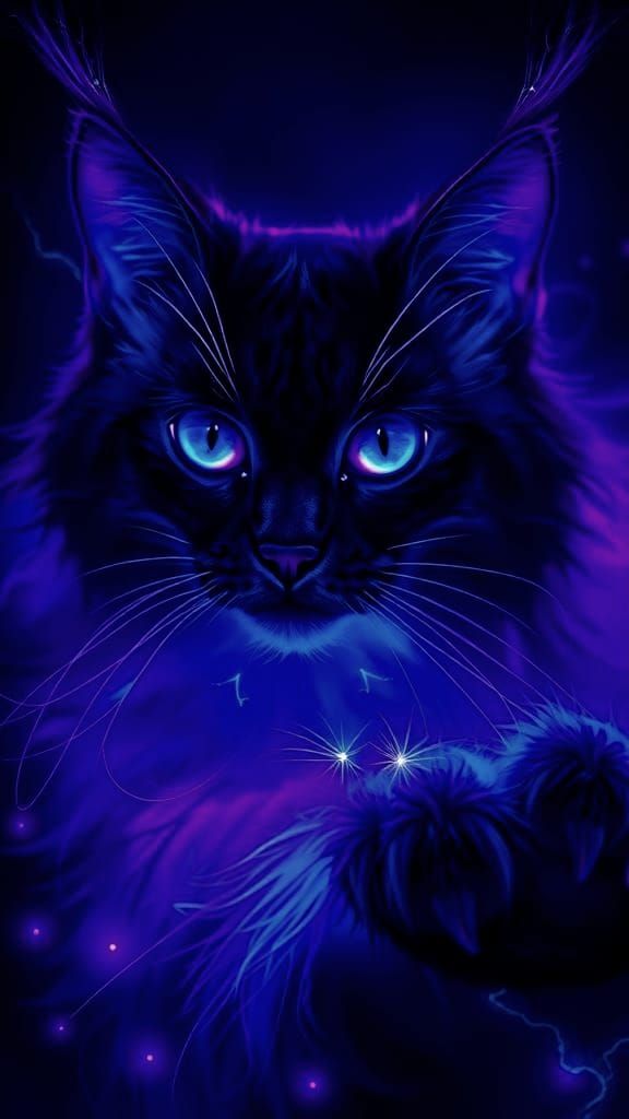 Ethereal Cat Portrait with Glowing Aura