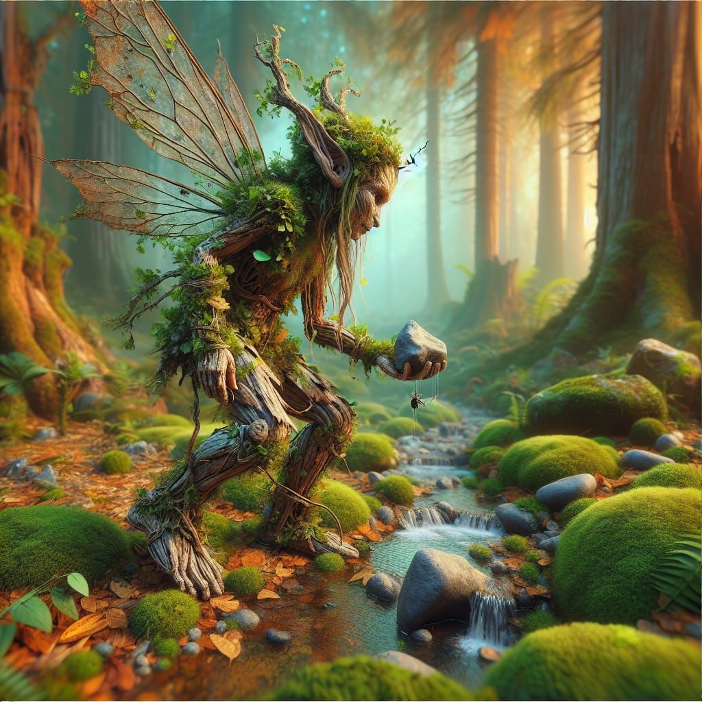Tree Fairy, has just noticed a little spider dangling from t...