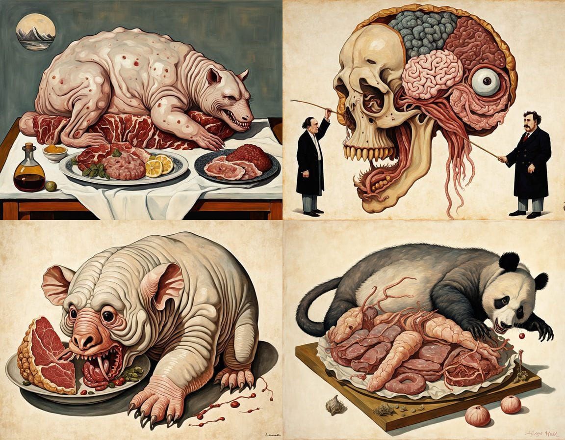 Mythical Hybrid Creature in Ukiyo-e Grotesque Style