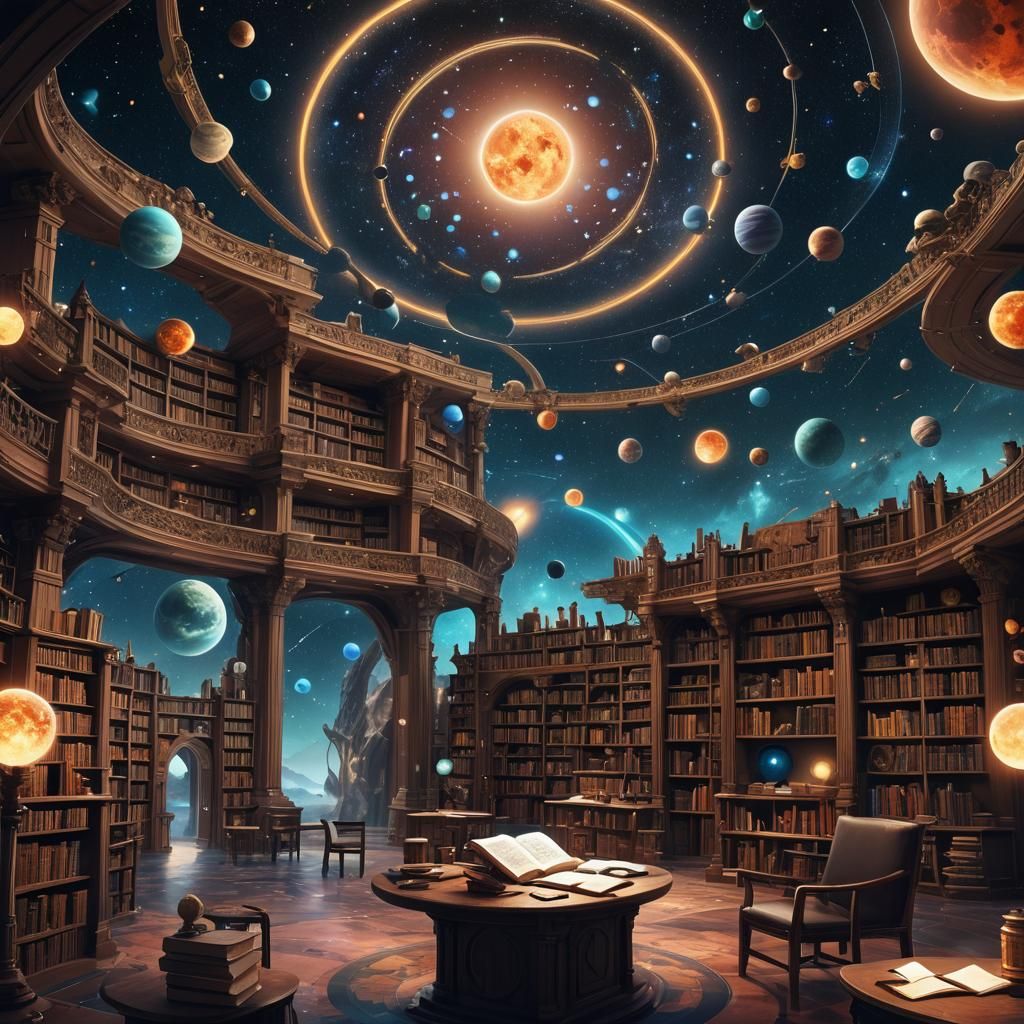 Cosmic Study Realm: A Celestial Library