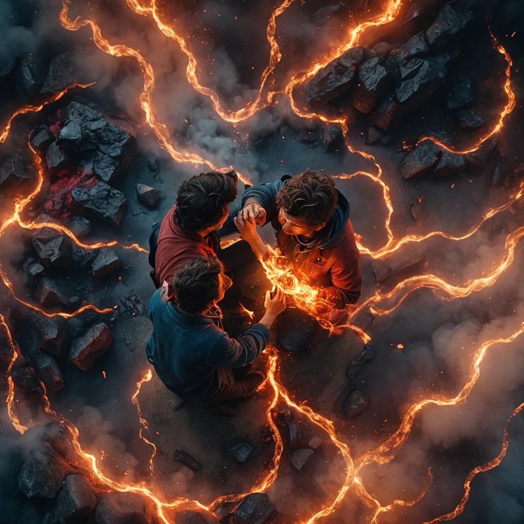 Heartfelt Moment Amidst Fire and Smoke