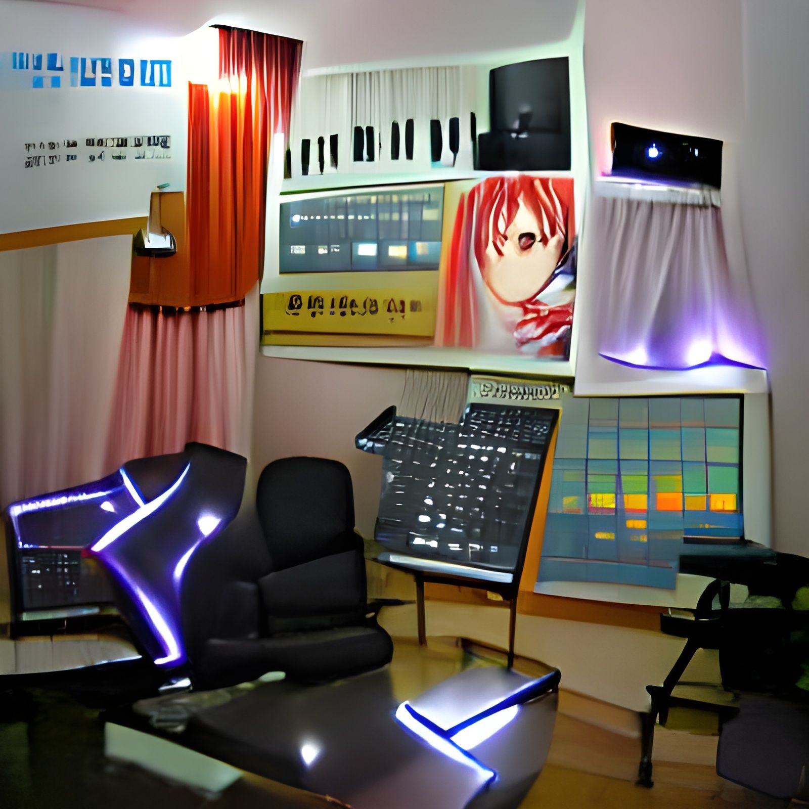 Minimalist Music Producer Studio with LED Lighting