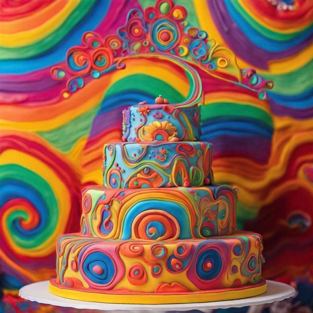 Psychedelic Wedding Cake in Peter Max Style