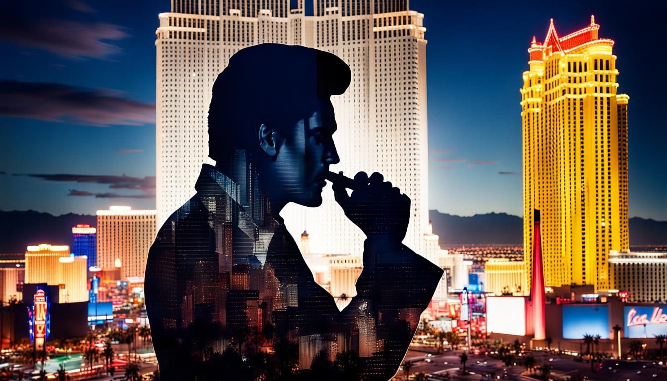Elvis Presley Silhouette Over Las Vegas Strip