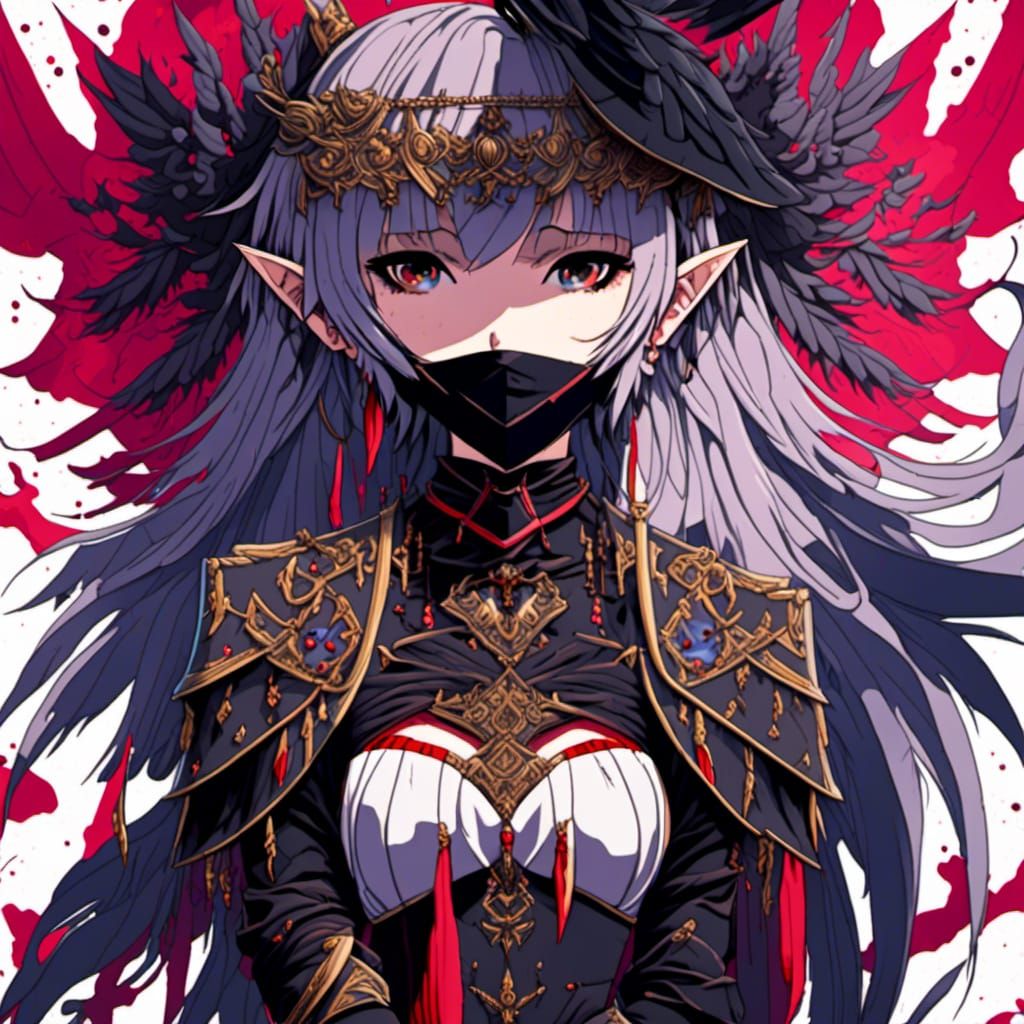 Half-Demon Samurai with Black Wings Concept Art