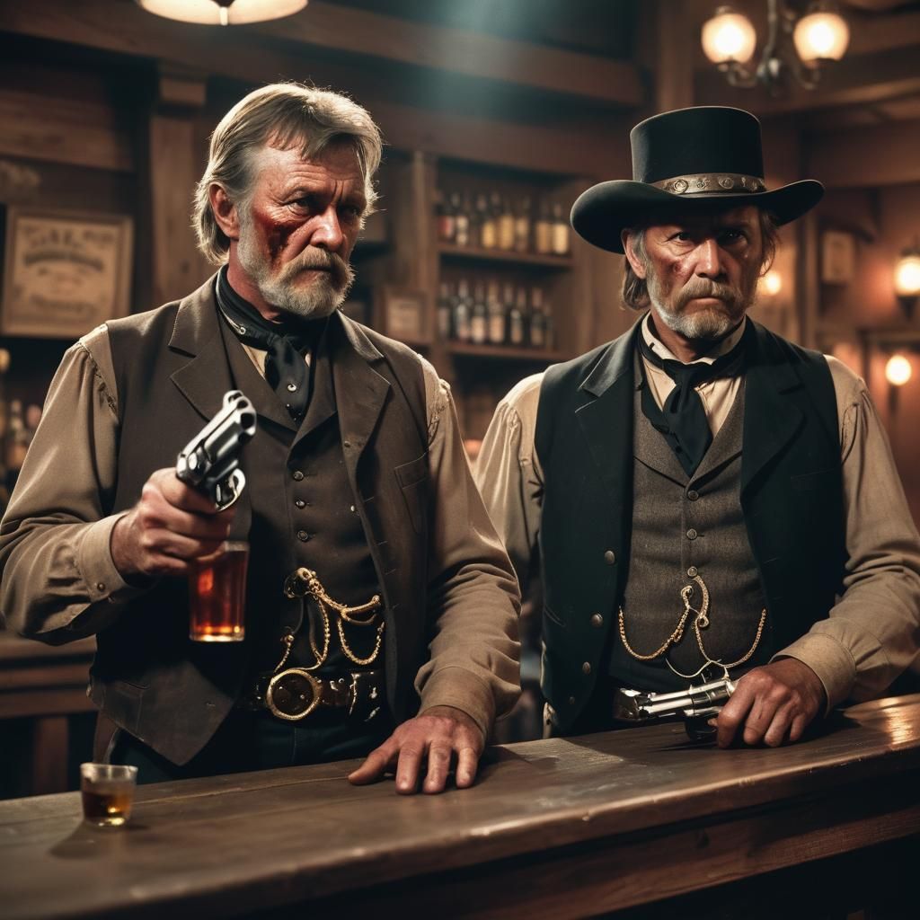Bloody Bill and Jesse James in Deadwood Saloon