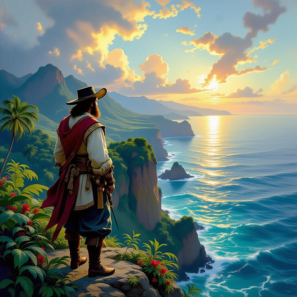 Balboa Discovering the Pacific in Romanticism Style