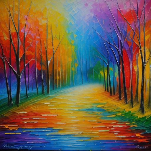 Colorful Abstract Painting in Expressionist Style