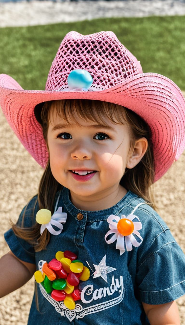 Toddler Girl Wearing Candy Cowboy Hat
