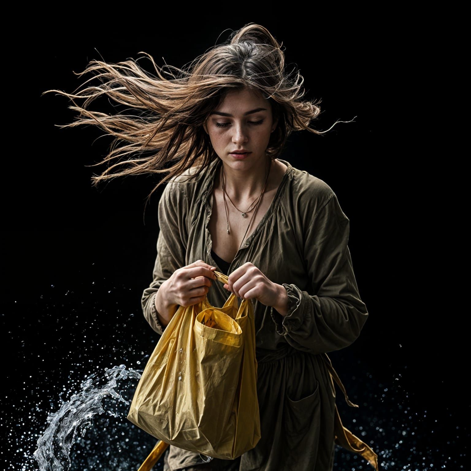 Golden Light on a Selfless Act in the Rain