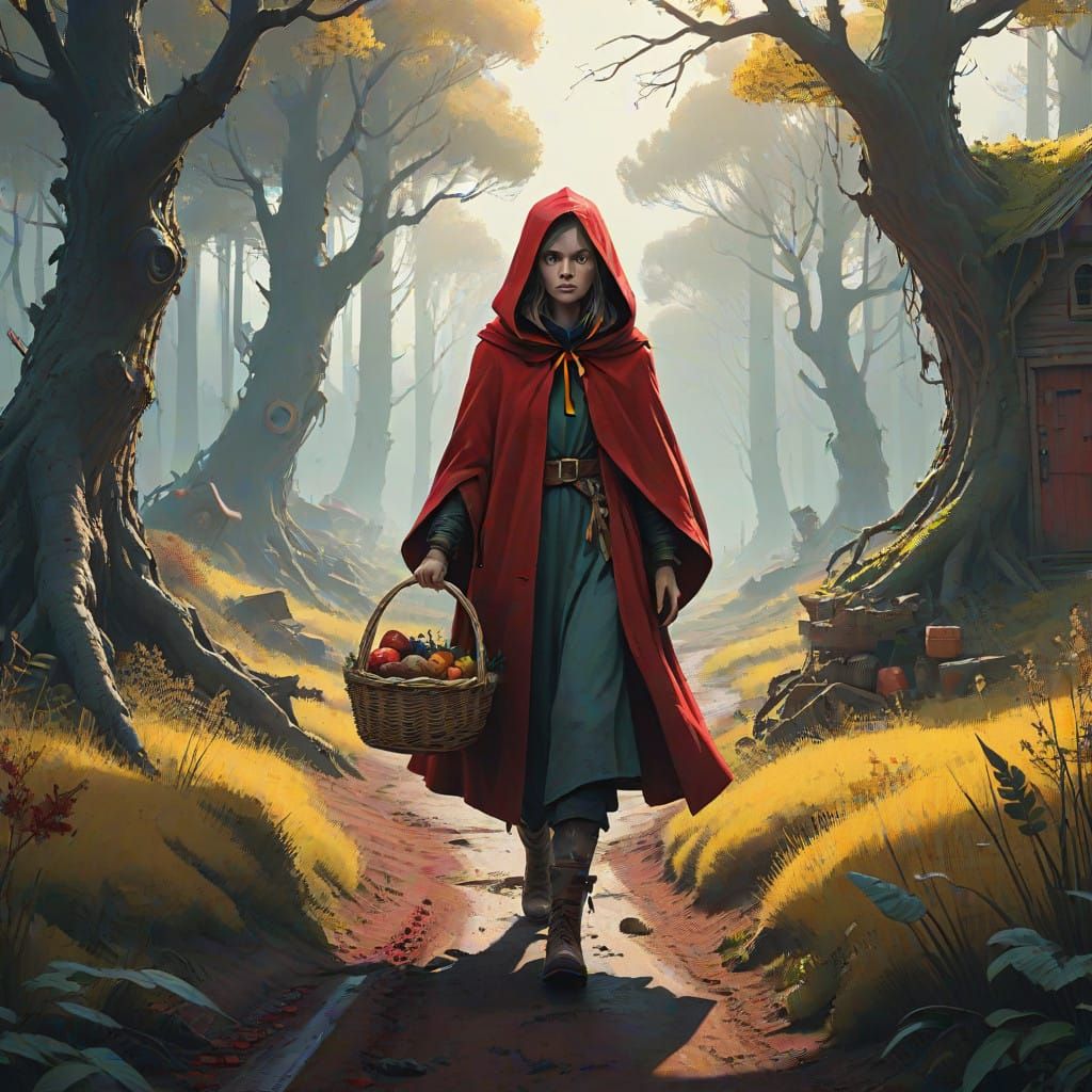 Little Red Riding Hood in a Golden Forest