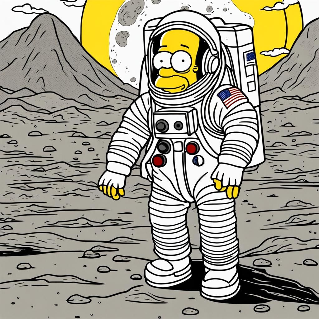 Moon Landing in Simpsons Style