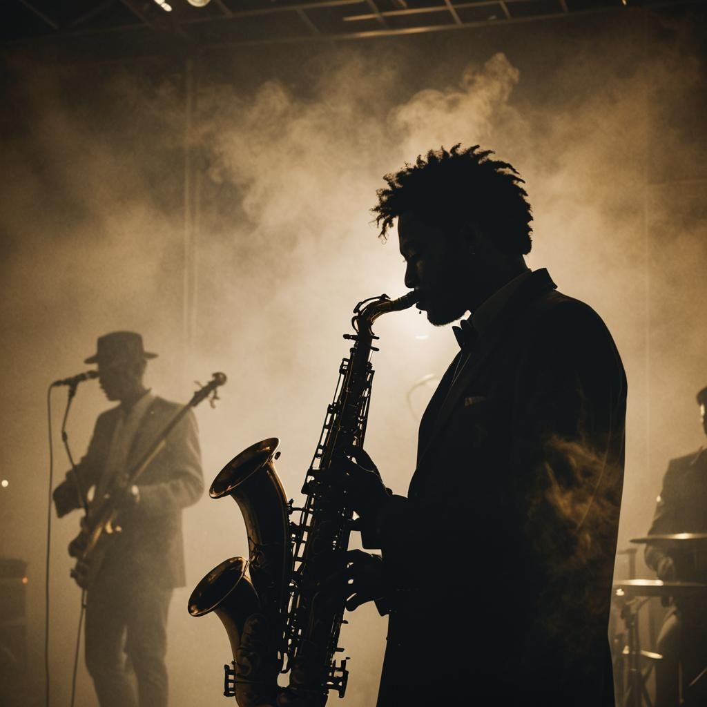 Dark Academia Saxophone Player in Jazz Bar