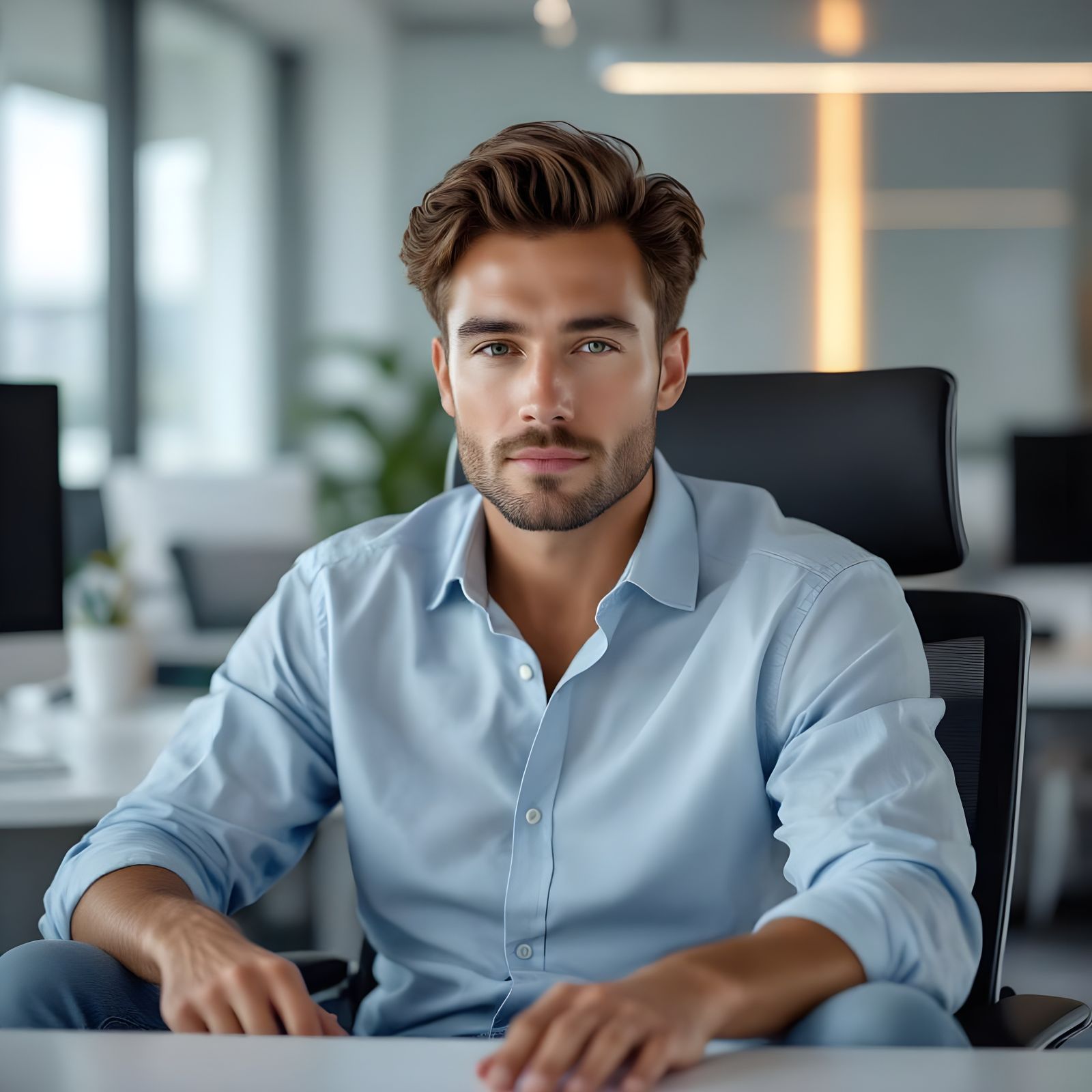 Person at Modern Desk in Contemporary Office