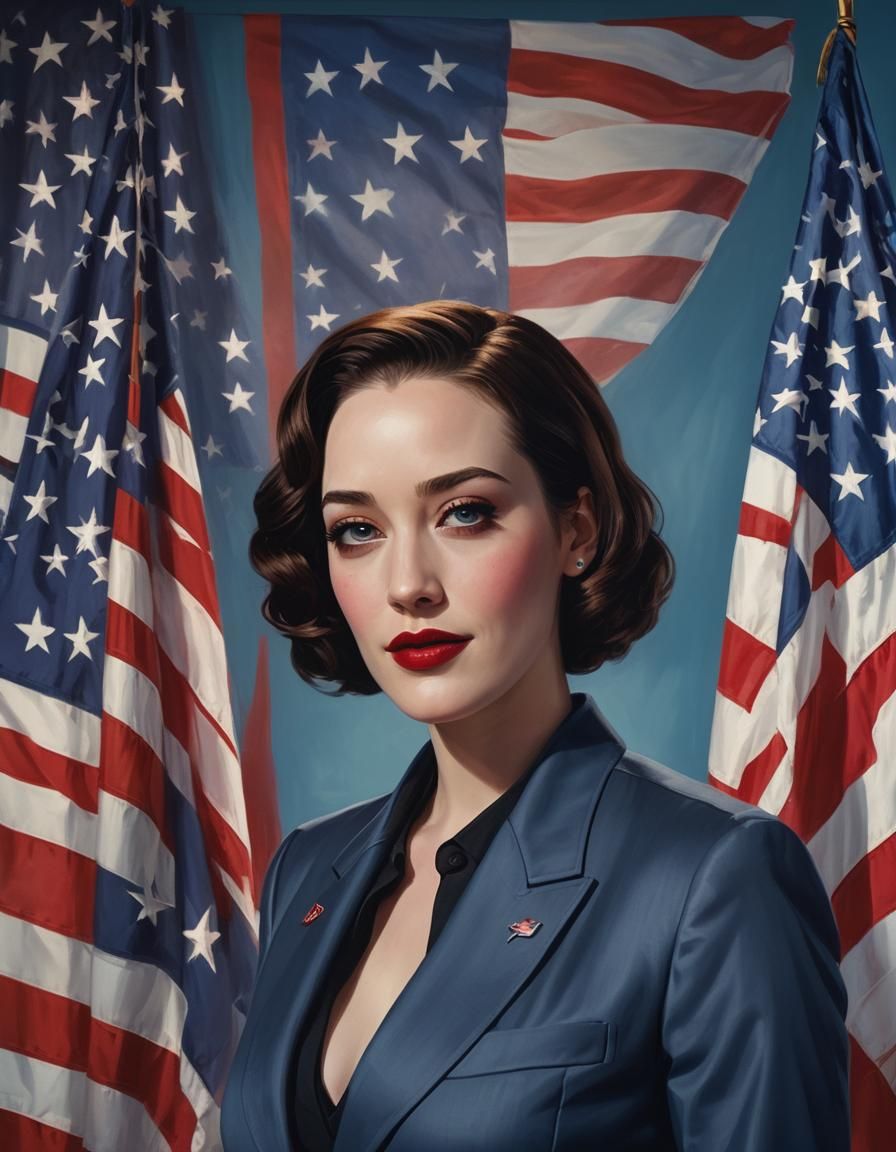 Female Spy Agent in Patriotic Glamour Photography