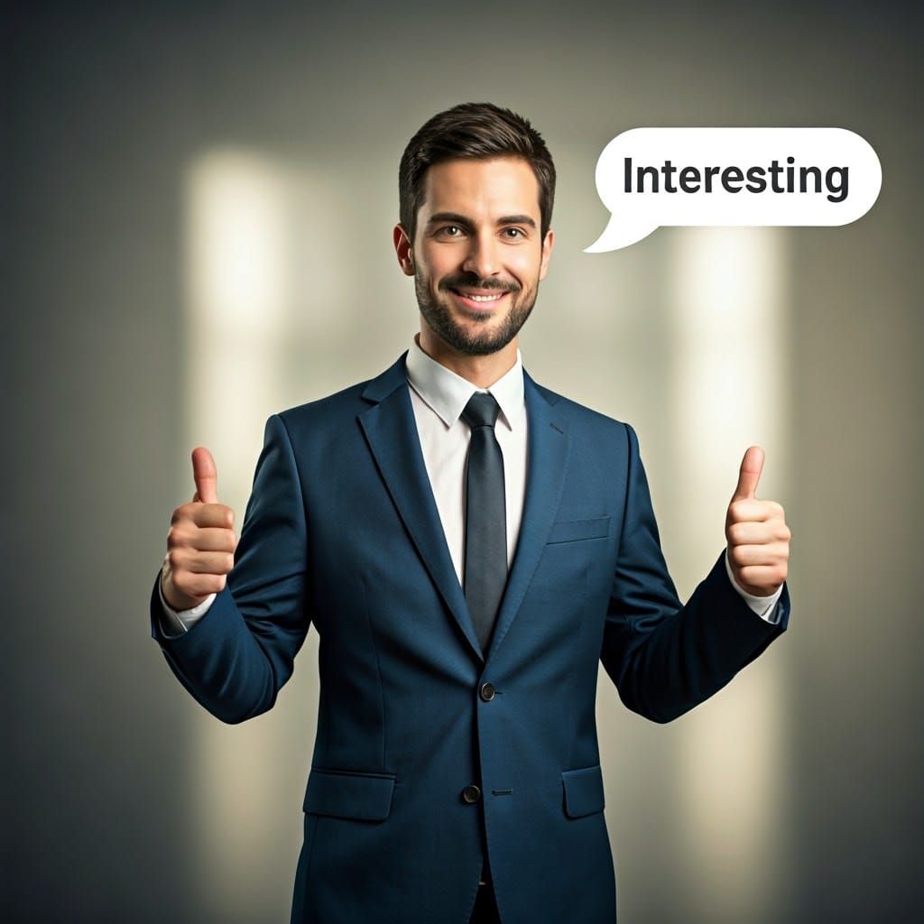 Confident Man in Suit Gives Thumbs Up in Photorealistic Styl...