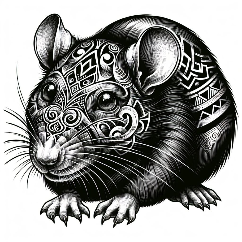 Tribal Rat Tattoo Design: Detailed Illustration