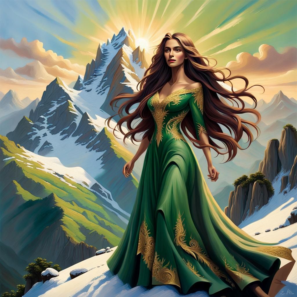 gothic-inspired Brazilian woman with long, flowing hair stan...