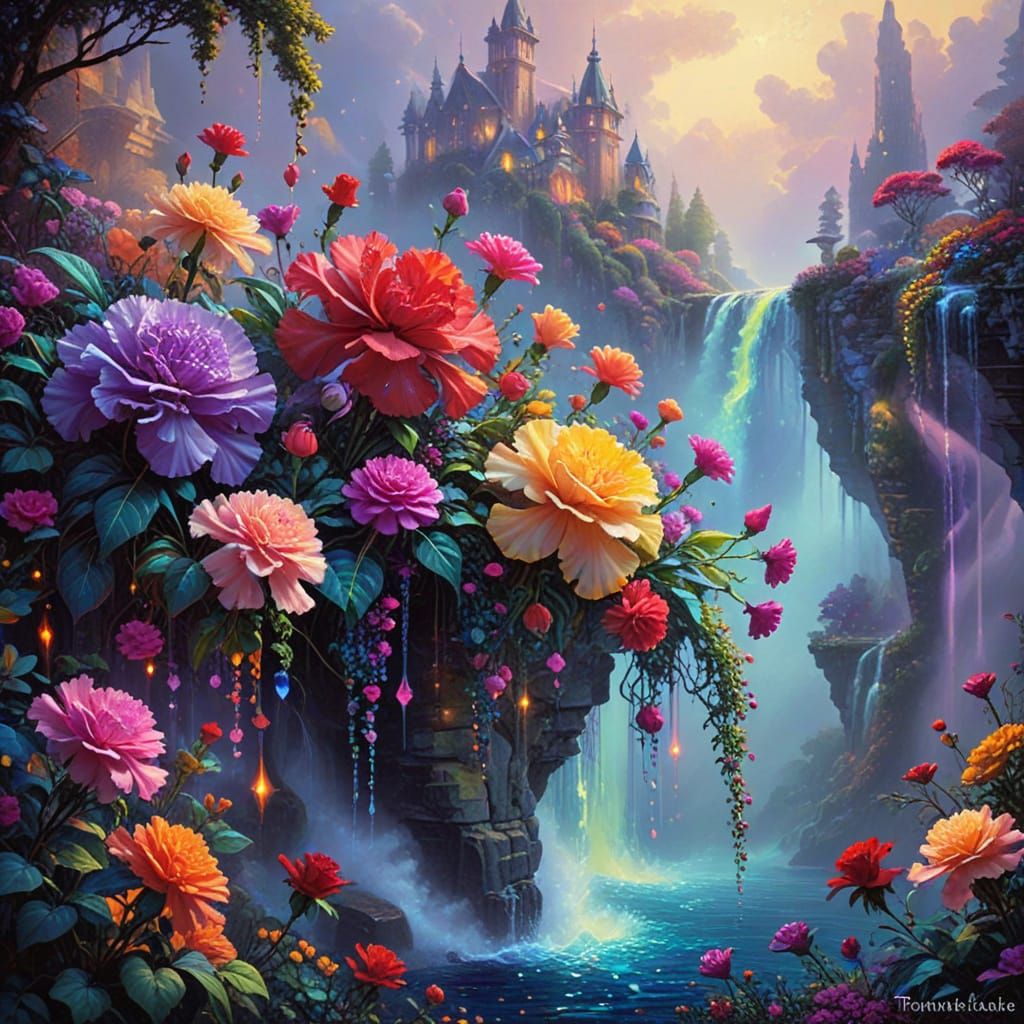 Psychedelic Flowers and Fruits in Neon Colors