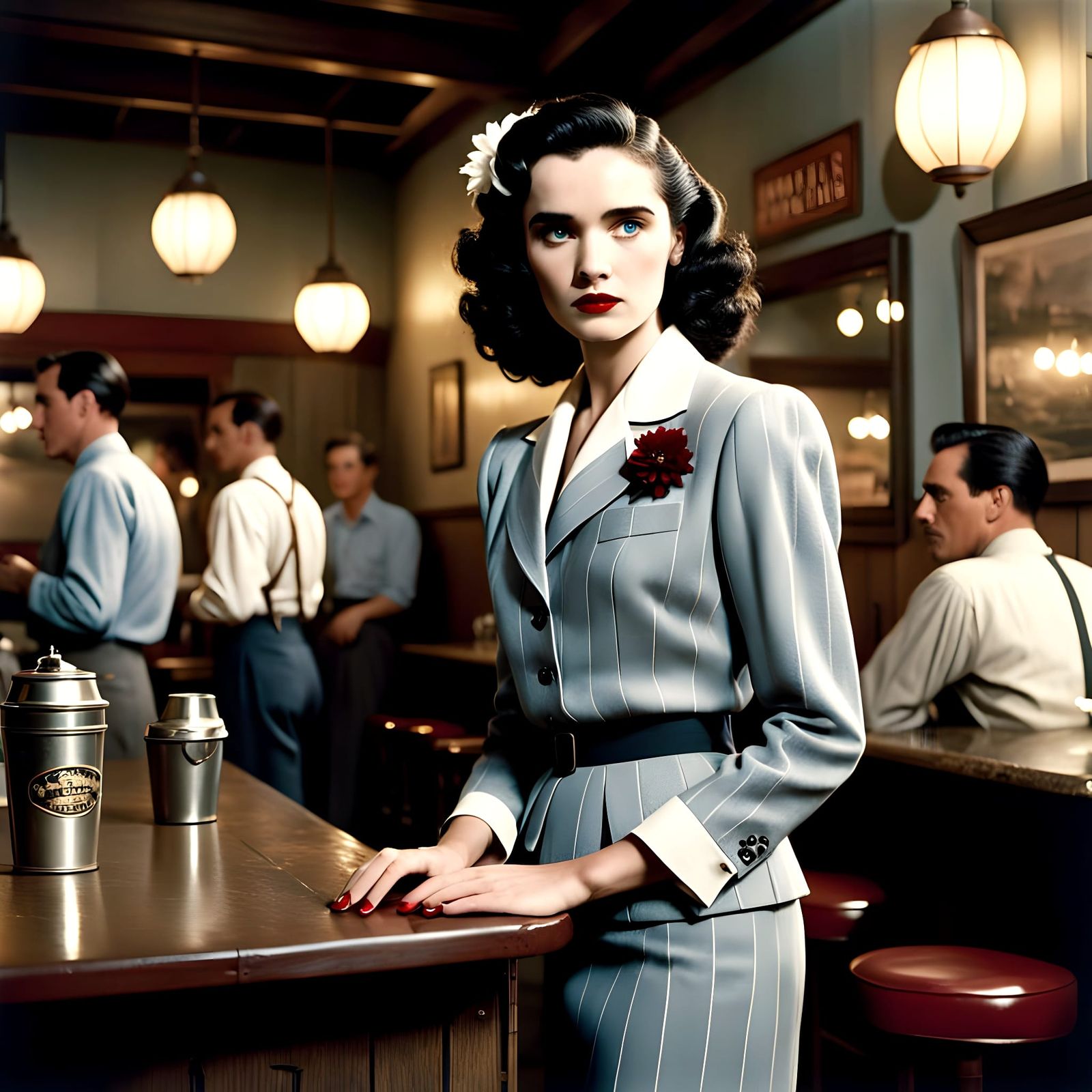 Dark Hollywood Siren in Vintage Glamour