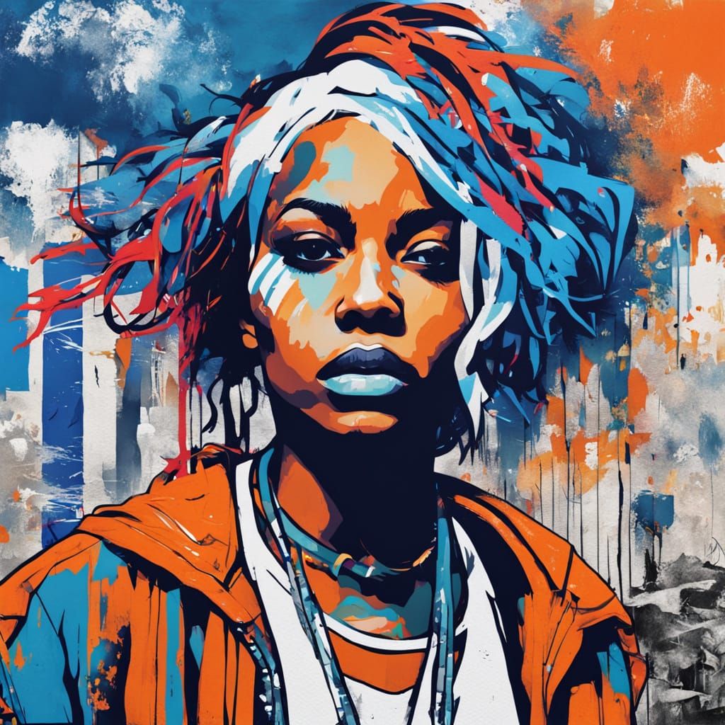 Vibrant Blue Ombre Goddess with Wavy Highlights