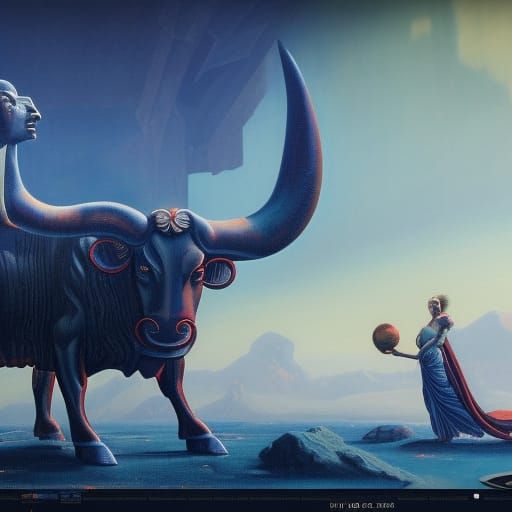 Europa and The Bull in Surrealist Style