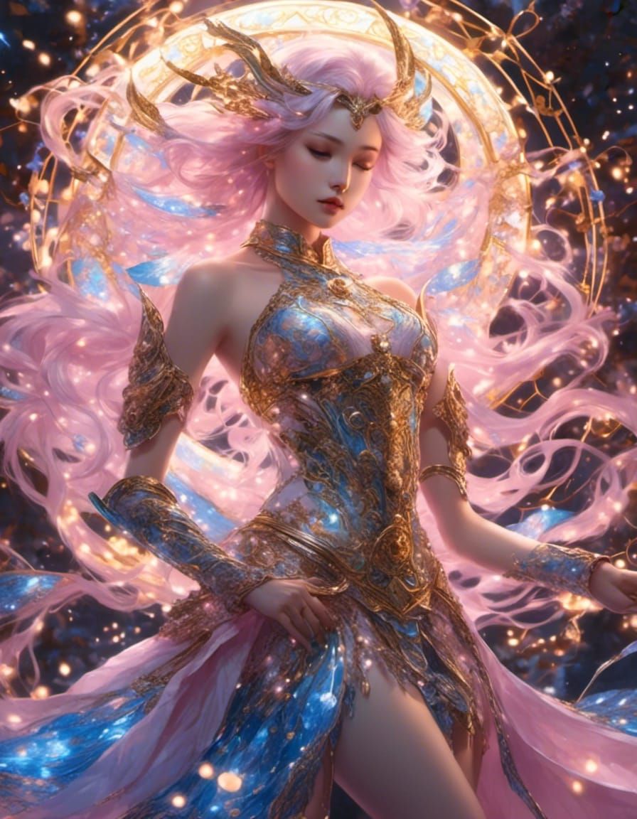 Libra Zodiac Warrior in Glittery Fantasy Style
