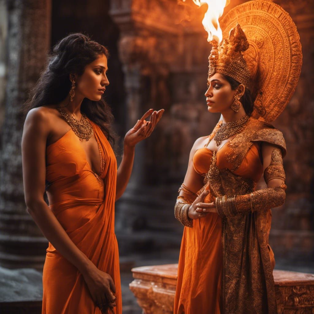 Indian Priestesses in Temple Sanctum