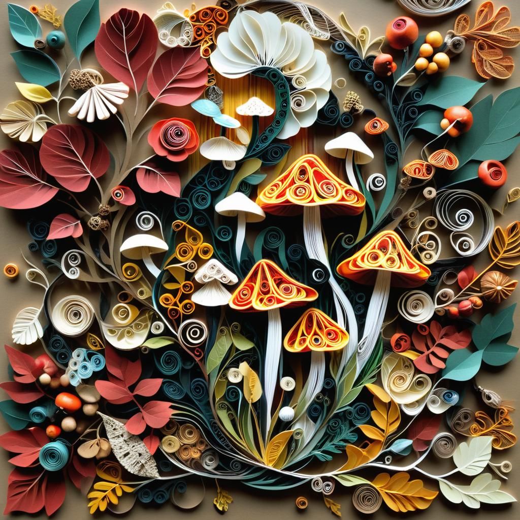 Autumnal Mixed Media Collage with Paper Quilling