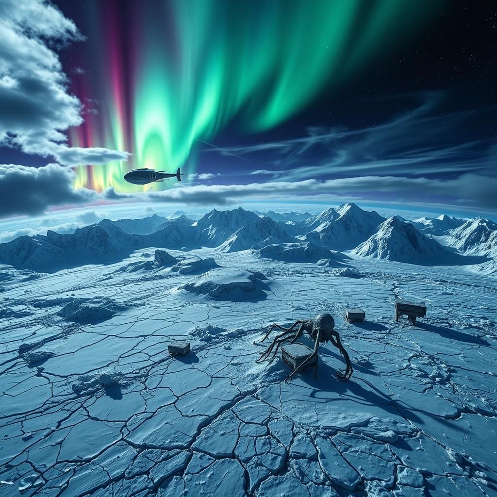 Frozen Alien Planet View from Space in 8K