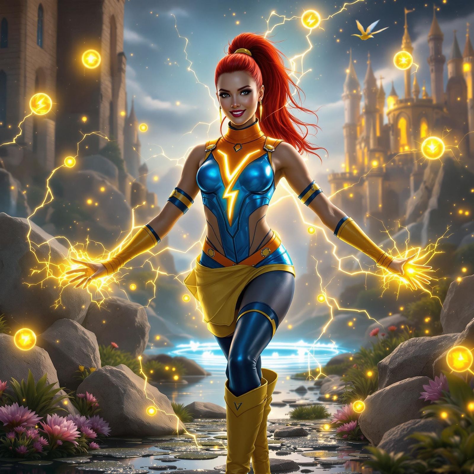 Dynamic Sorceress Castaspella Surrounded by Magic