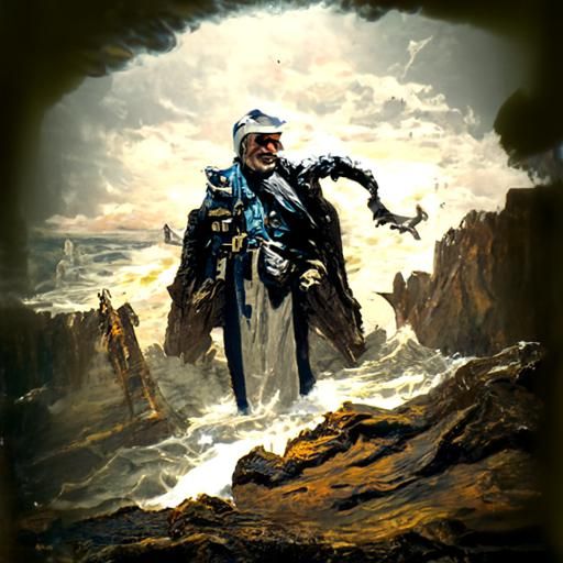 Admiral's Urgent Berth Request: Seascape in Dark Fantasy Sty...