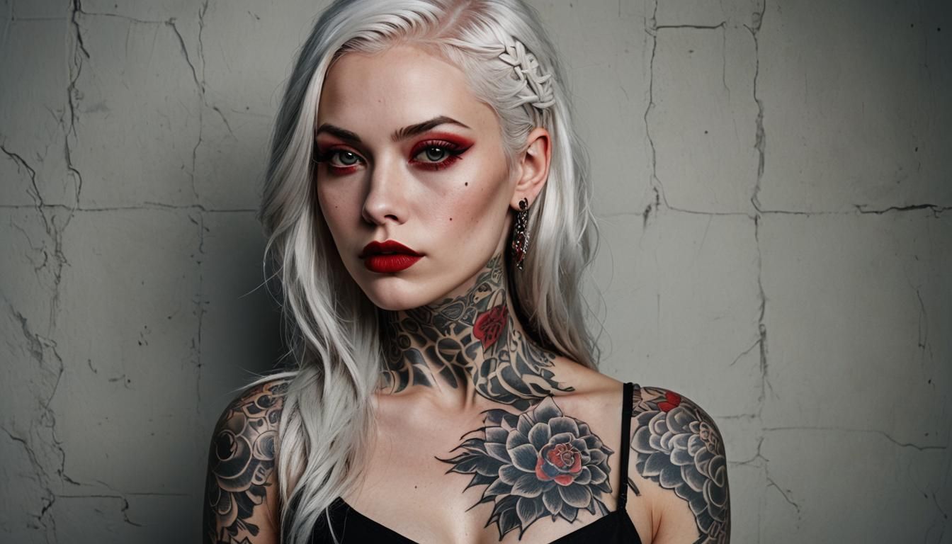 Portrait of a Striking Woman with Tattoos
