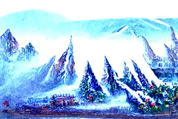 Snowy Desert Mountains in Ethereal Fantasy Style