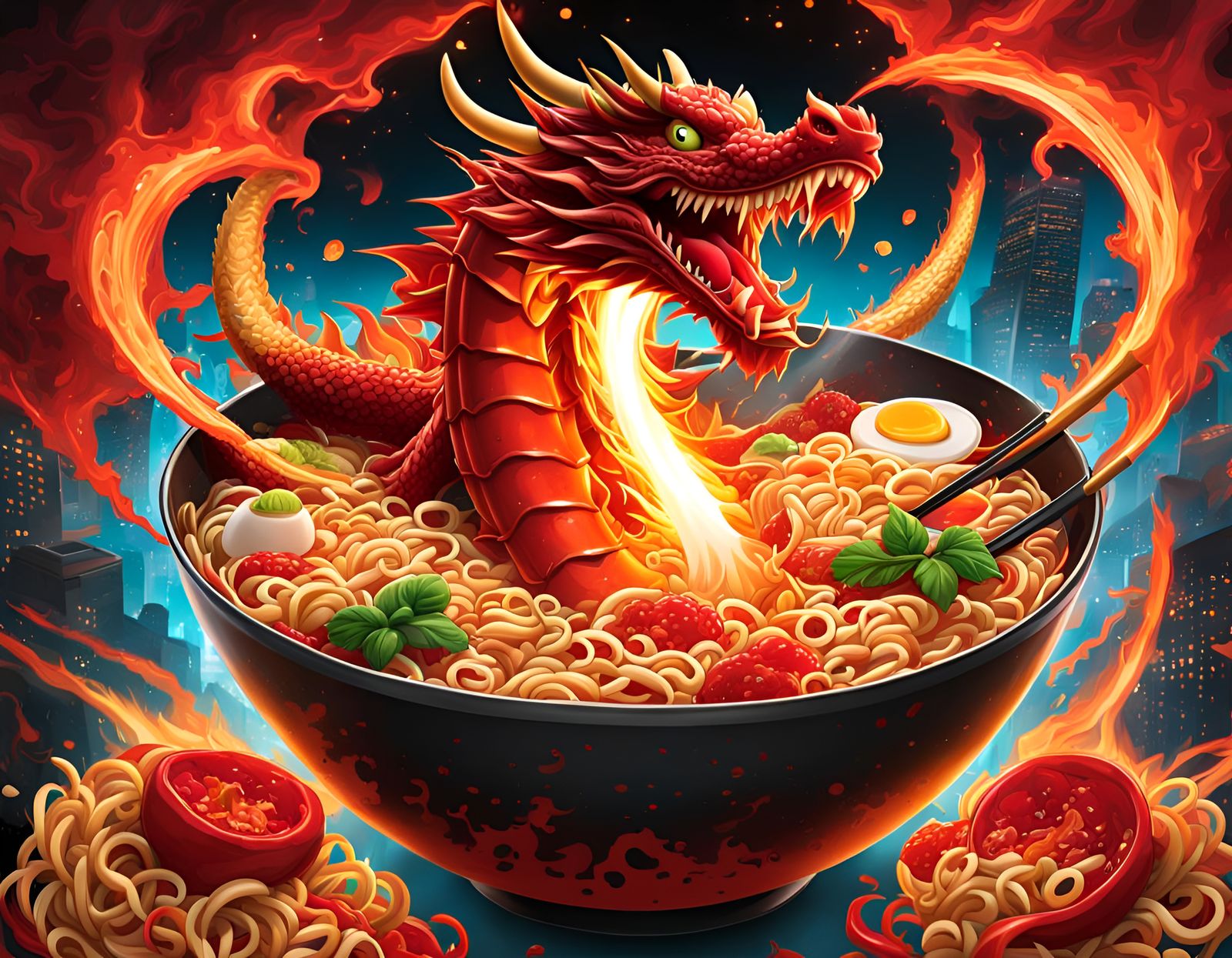 Exploding Dragon Breath Ramen Graffiti in 3D