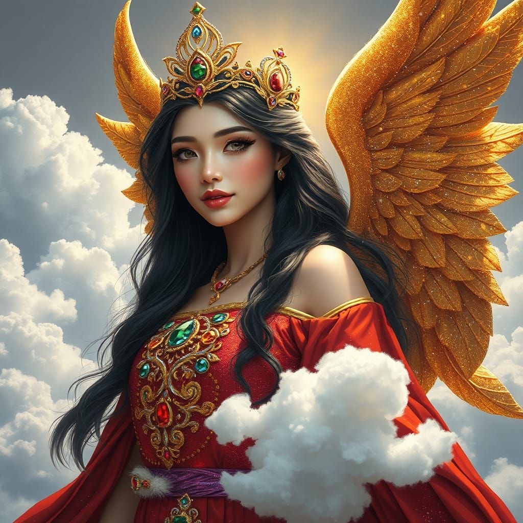 Golden Angel in a Fantastical Digital Painting