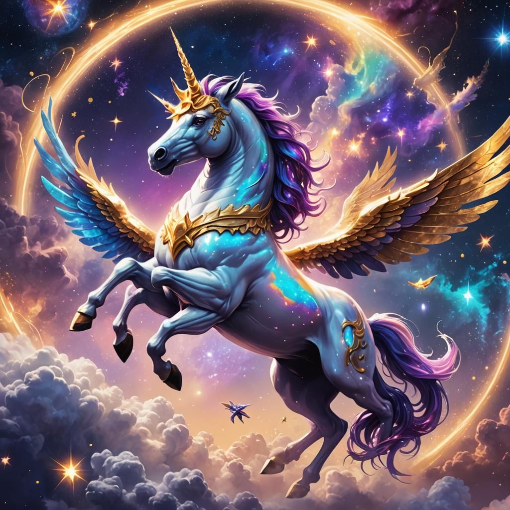 Galaxy Unicorn Hydra in a Starry Sky