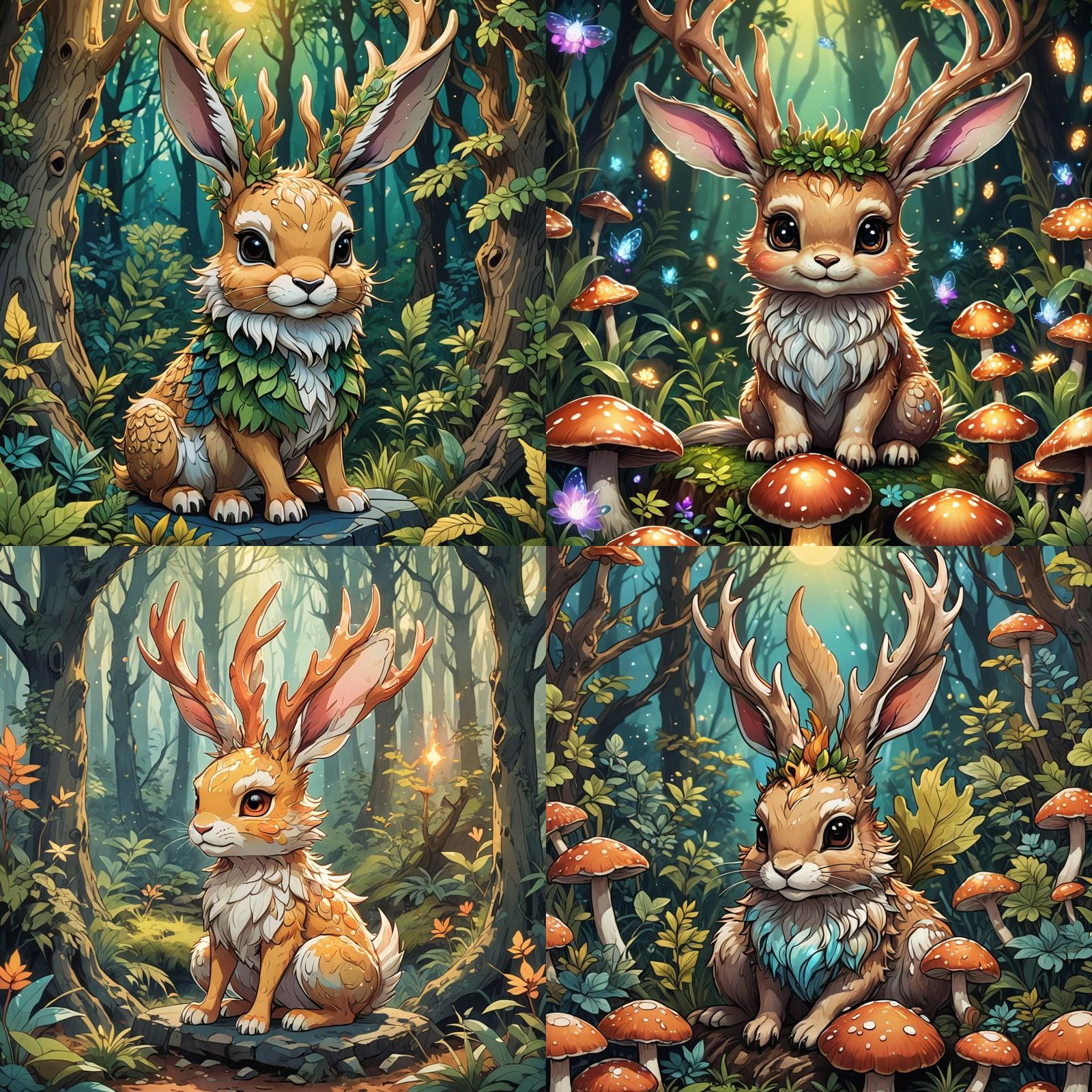 Chibi Dragon Jackalope in Anime Style