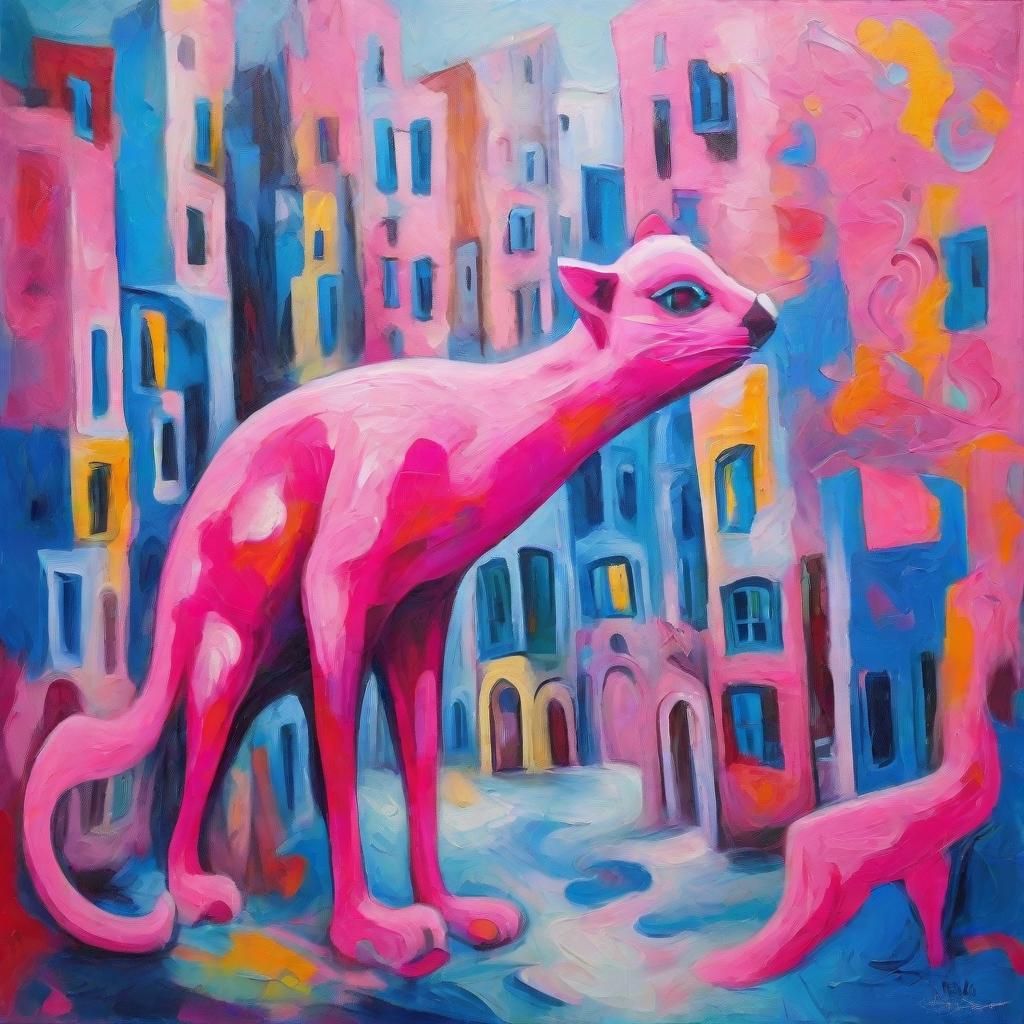 Pink Panther's Abstract Truth: Surreal Dreamscape