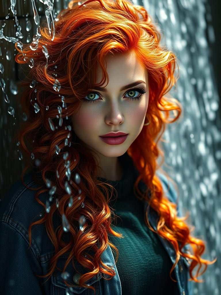 Majestic Waterfall Goddess in Vibrant Colors