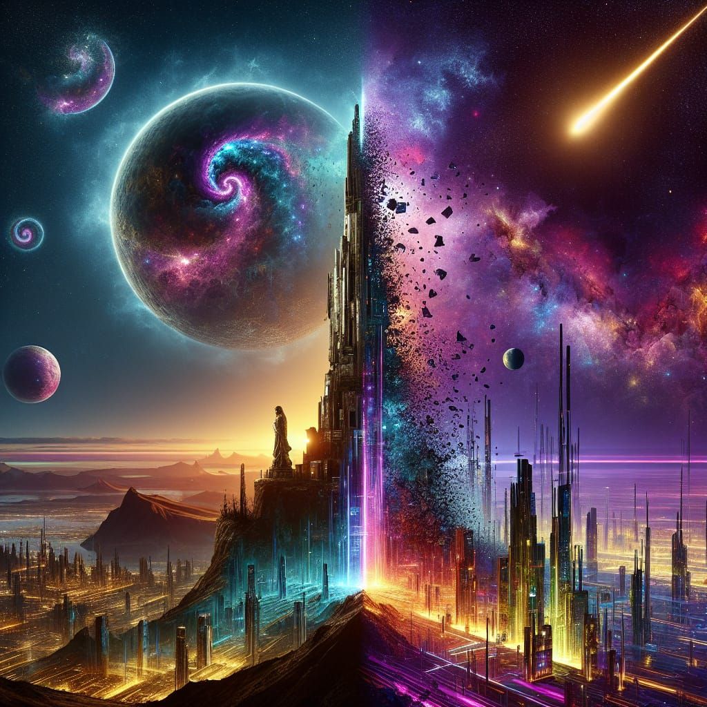 Cosmic Rebirth in Cyberpunk Realism