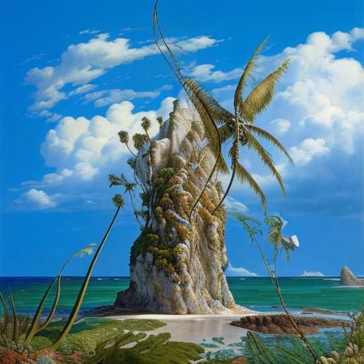 Surreal Beach Scene in Oil Paint