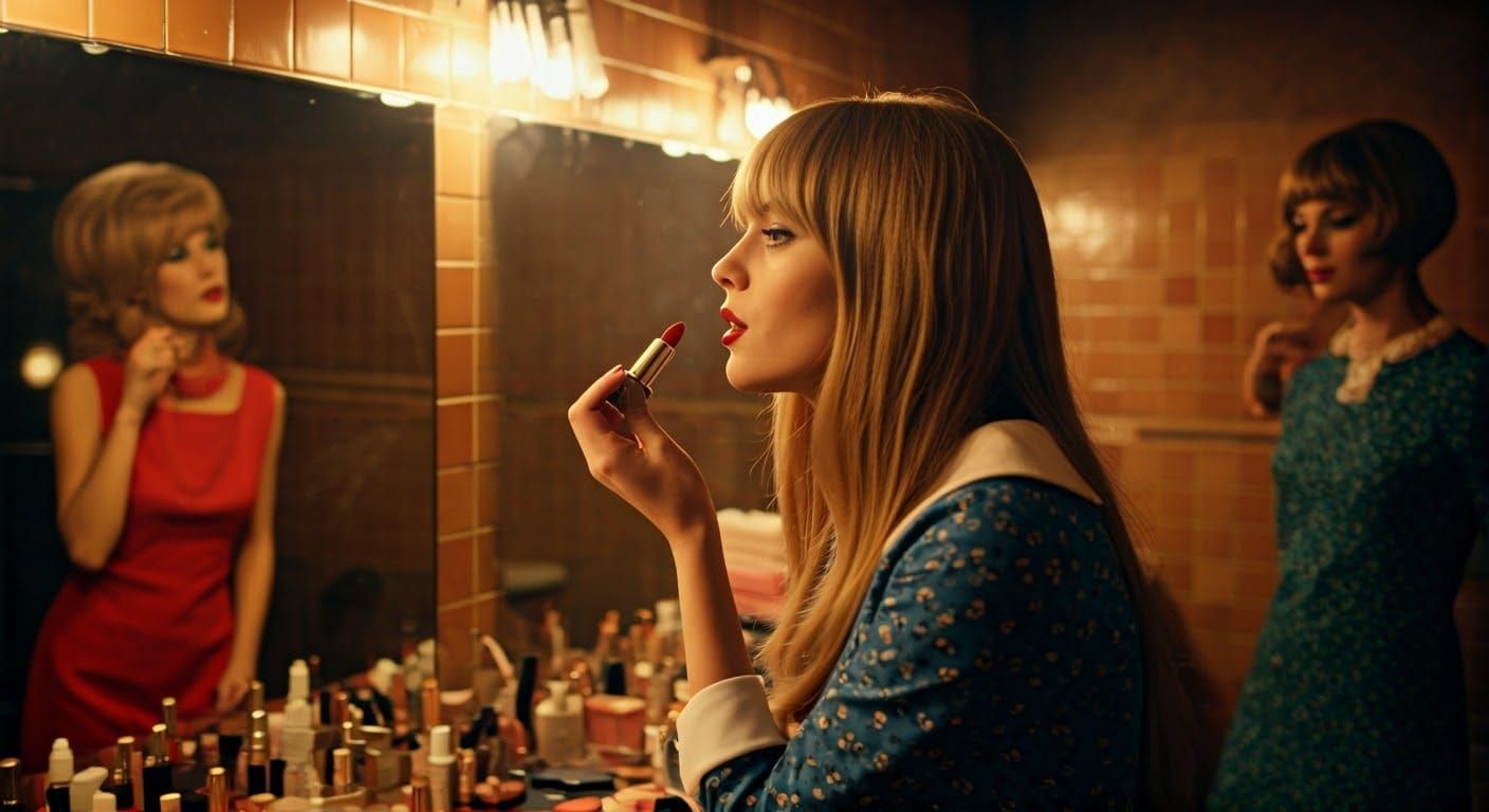 Elegant Mod Woman in Retro Nightclub, Inspired by Classic Fi...