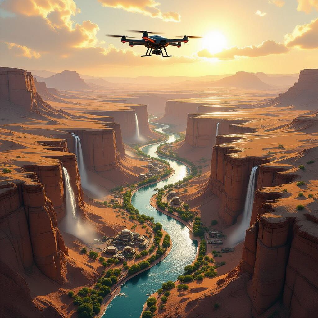 Spectacular Canyon Vista with Advanced Civilization