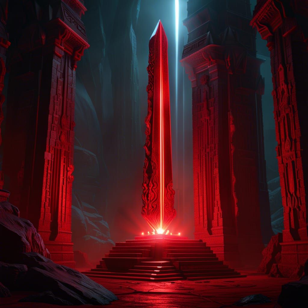 obelisk of light. red laser