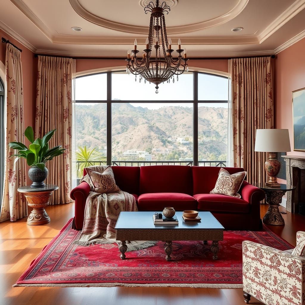 Opulent Hollywood Hills Living Room Interior
