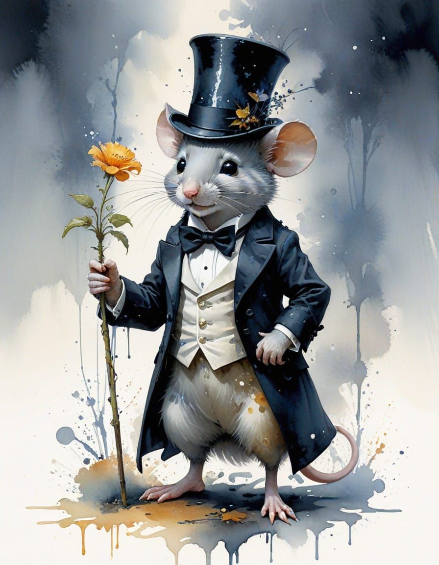 Dapper Mouse in Elegant Art Nouveau Style
