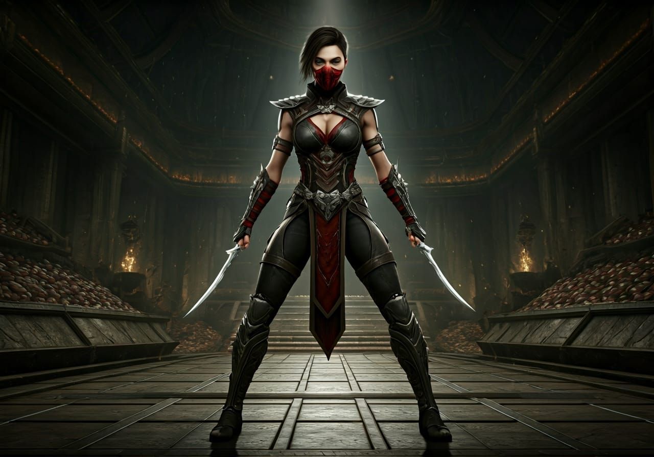 Female Assassin in Mortal Kombat Arena, Digital Art