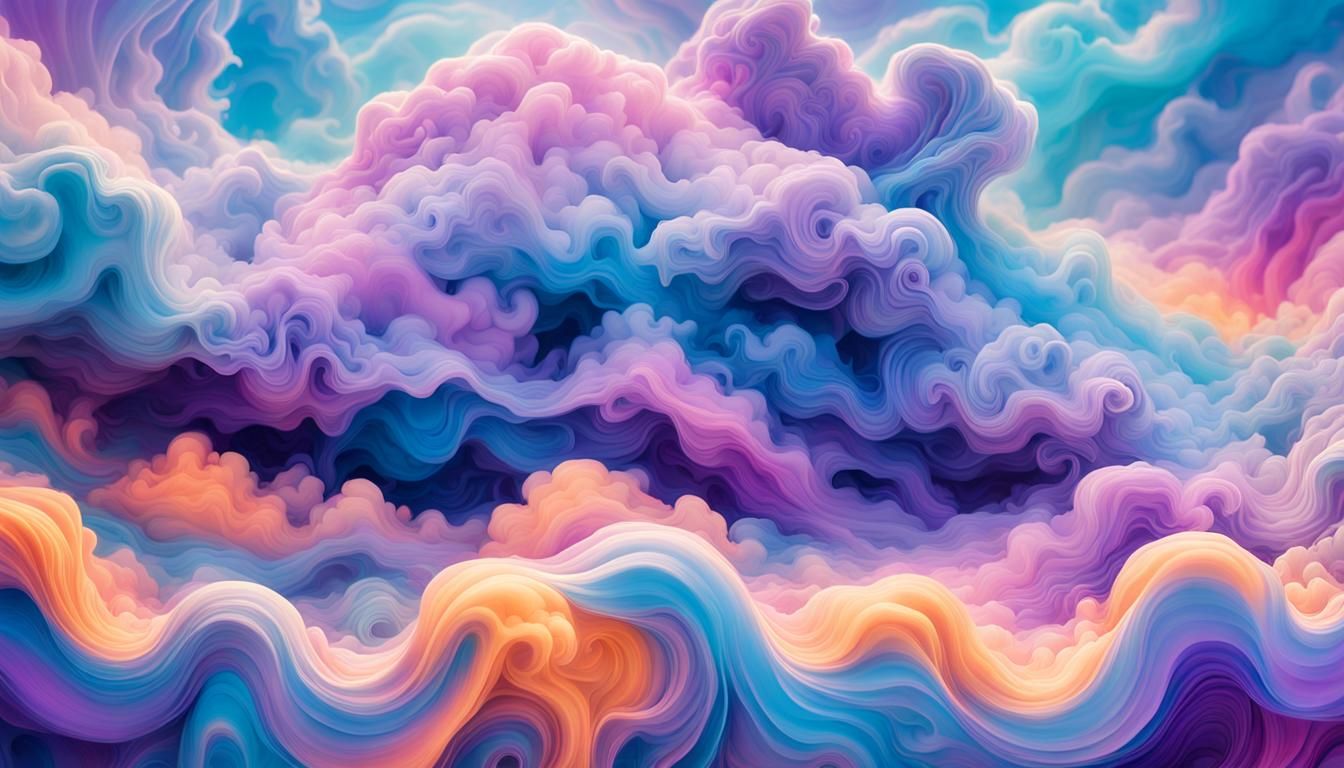 Electric Dreams: Swirling Clouds in Surrealist Style